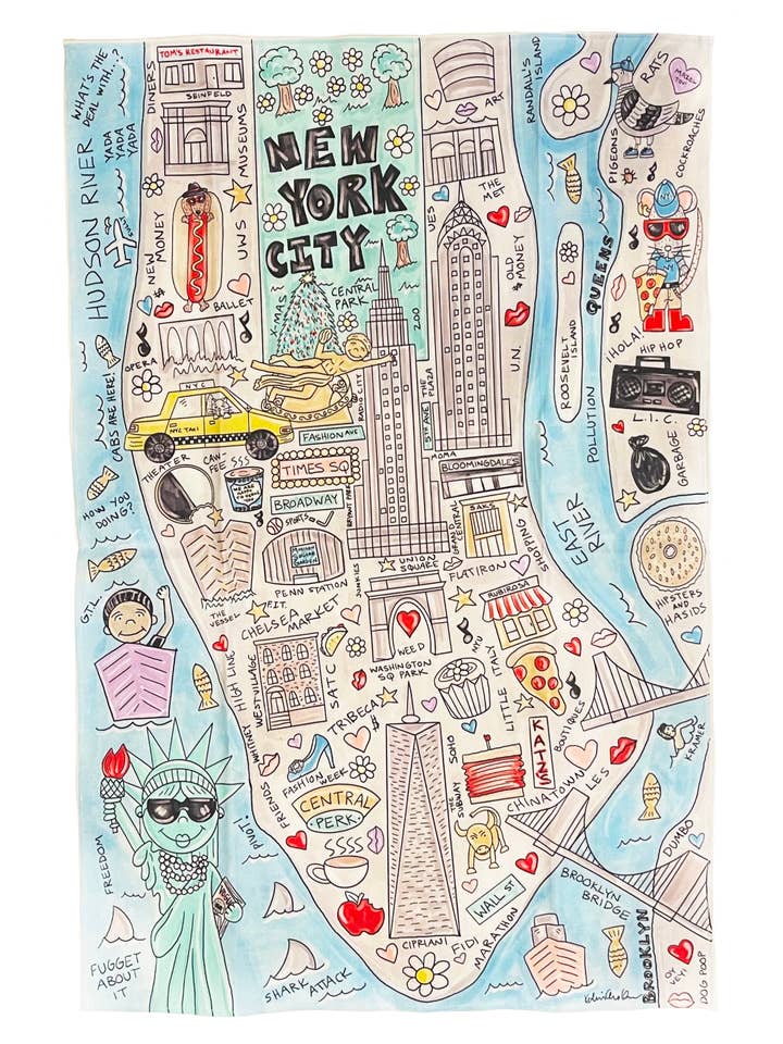 Manhattan Map Tea Towel for wholesale by KAHRI