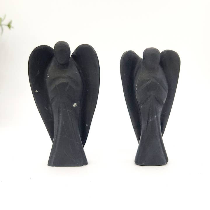 Meraki Gemstones – wholesale Decorative figurine – Shungite Hand Carved Gemstone Angel Figurine 2" Tall 1