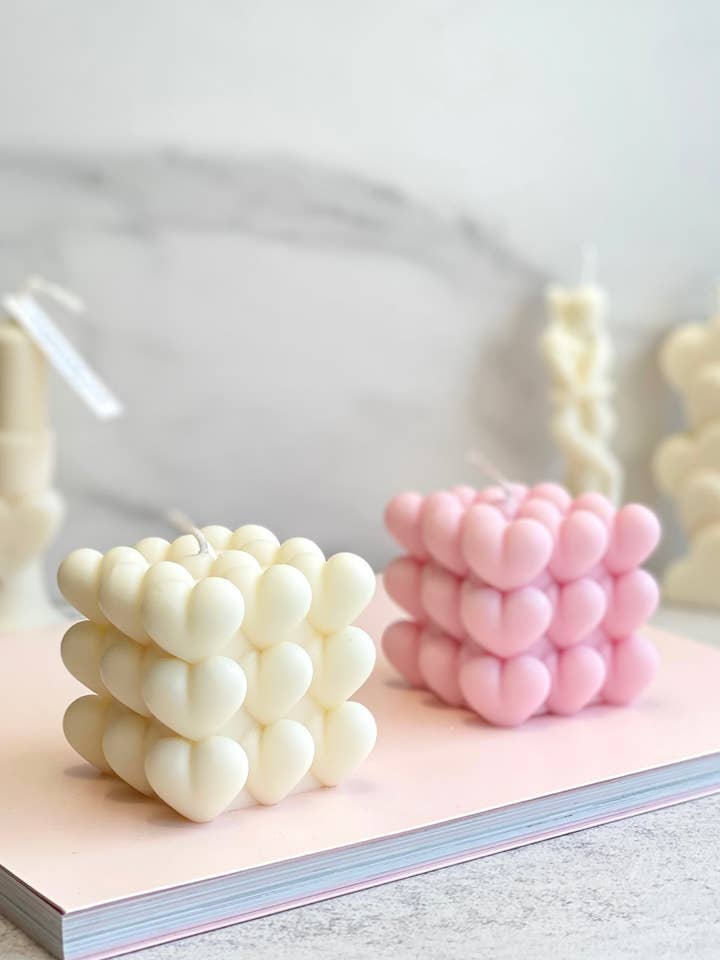 Candles Lab - handmade soy wax heart bubble vegan candle for wholesale by Candles Lab