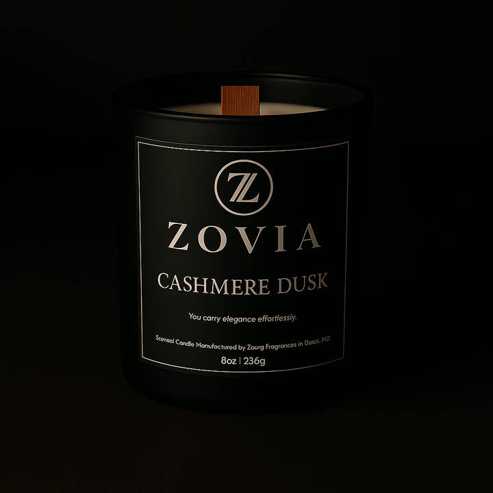 Cashmere Dusk Candle – Spiced Vanilla, Jasmine & Sandalwood Luxury Home Fragrance for wholesale by Zovia Fragrances