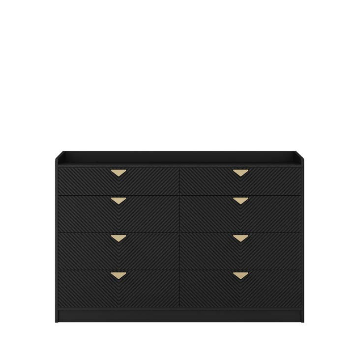 39F Inc. - Wholesale Cabinet - 8-Drawer Dresser with LED, Fluted Panel, Black