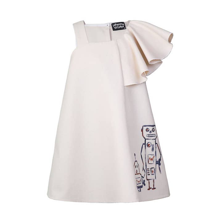 Håndmalet minikjole Limited Edition, GOTS for engroshandel hos Infantium Victoria