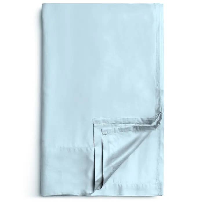 Sunrise Sky Blue Twin XL Sateen Flat Sheet for wholesale by Bombacio