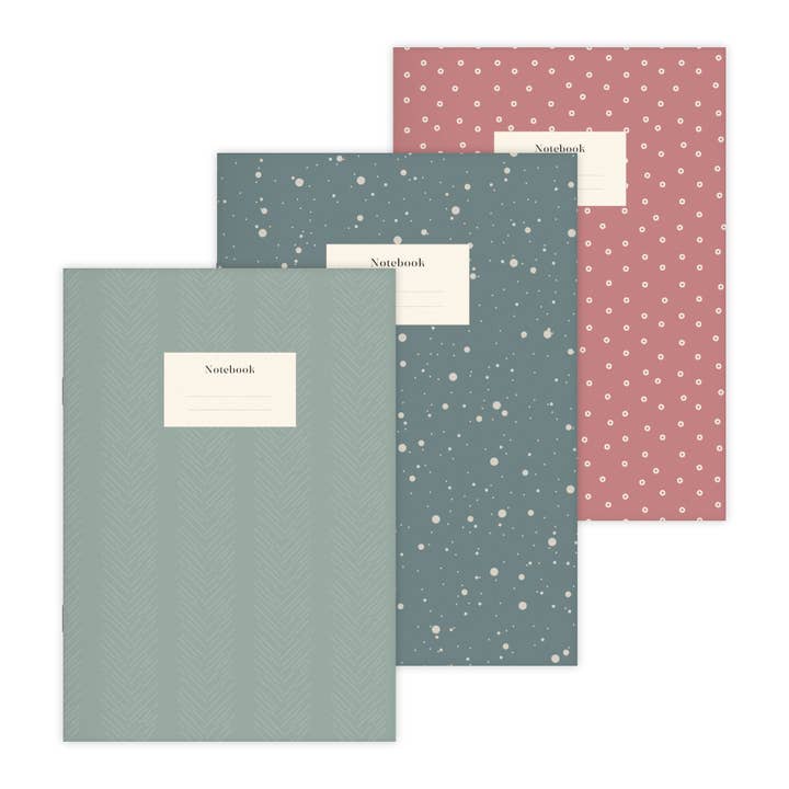 etmamu - Wholesale Notebook - Set of 3 Dots & Chevrons A5 notebooks