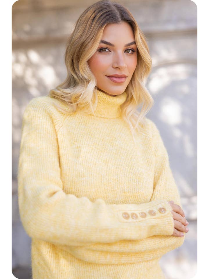 Strut & Bolt - Wholesale Tunic Sweater - Women's - Button Sleeve Turtle Neck Sweater8