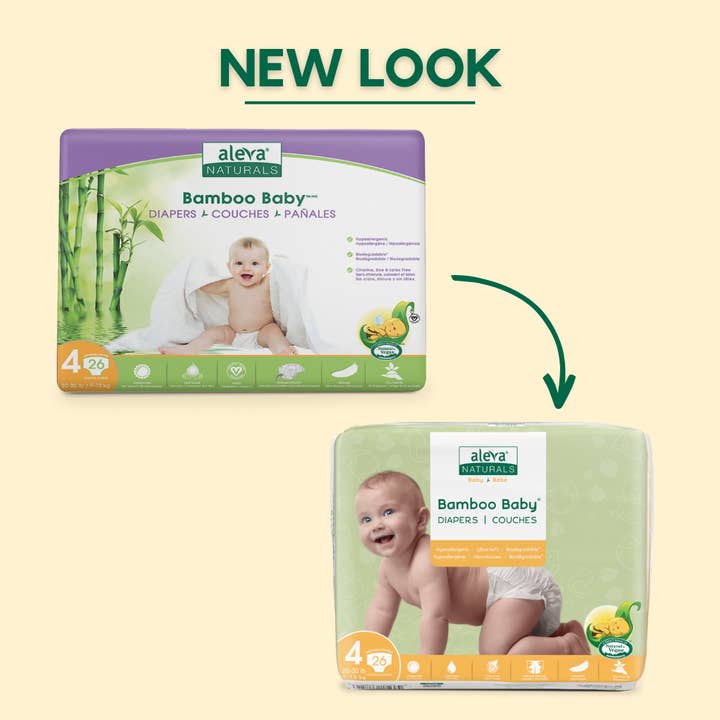 Aleva Naturals - Wholesale Diaper (Non-Cloth) - Baby - Bamboo Baby Diapers - Size 4 (20-30lbs/9-13kg) — 26ct
