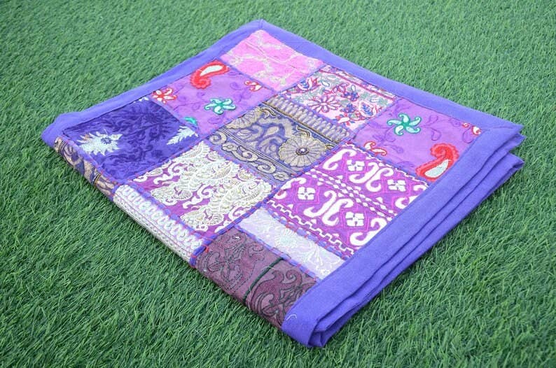 GYPSY STUDIO - Wholesale Table Runner - Purple Sari Patchwork Table Runner Hanging Tapestry Indian 1