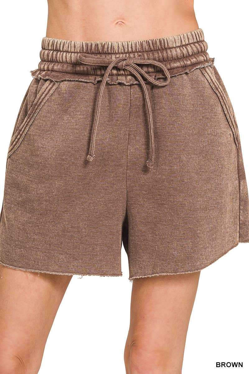 42POPS - Wholesale Shorts - Women's - `"Washed Fleece Drawstring Shorts With Pockets3