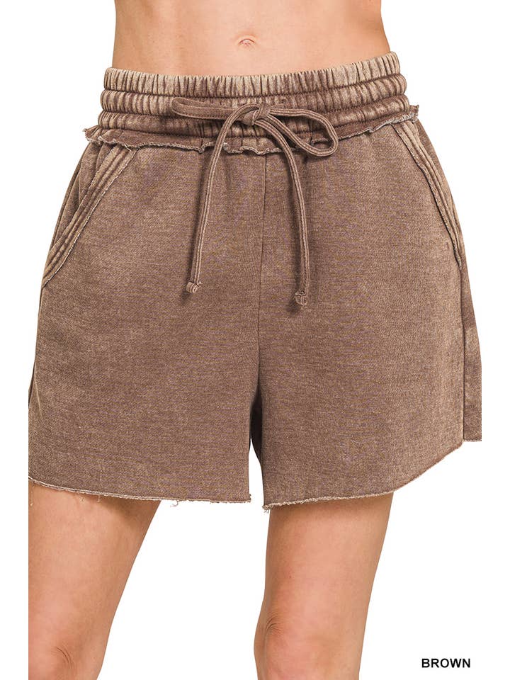 42POPS - Wholesale Shorts - Women's - `"Washed Fleece Drawstring Shorts With Pockets3