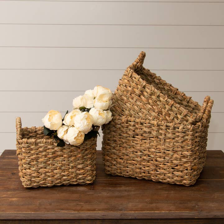 Audrey's Home & Gift - Wholesale Basket - Handmade Woven Straw Storage Baskets (Set Of 03)