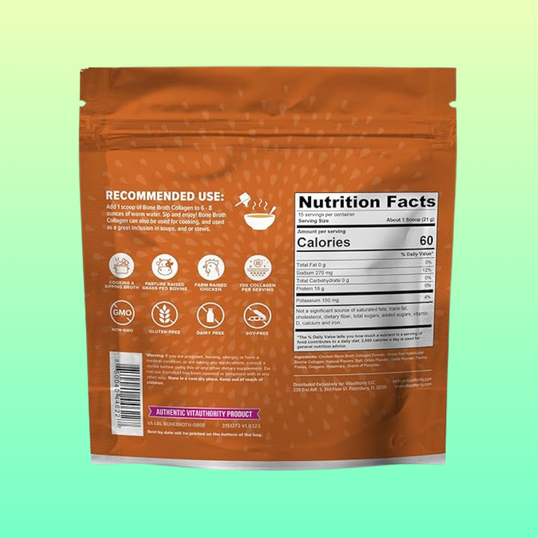 Vitauthority - Wholesale Protein/Superfood Powder - High-Protein Bone Broth Collagen Powder: Chicken & Herb1