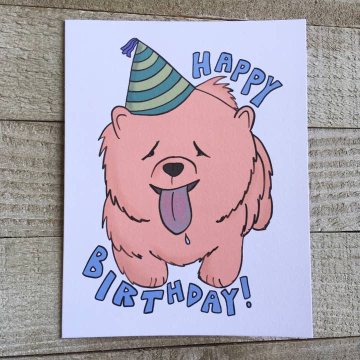 Chow Chow Hat verjaardagskaart voor wholesale door Ink Delights