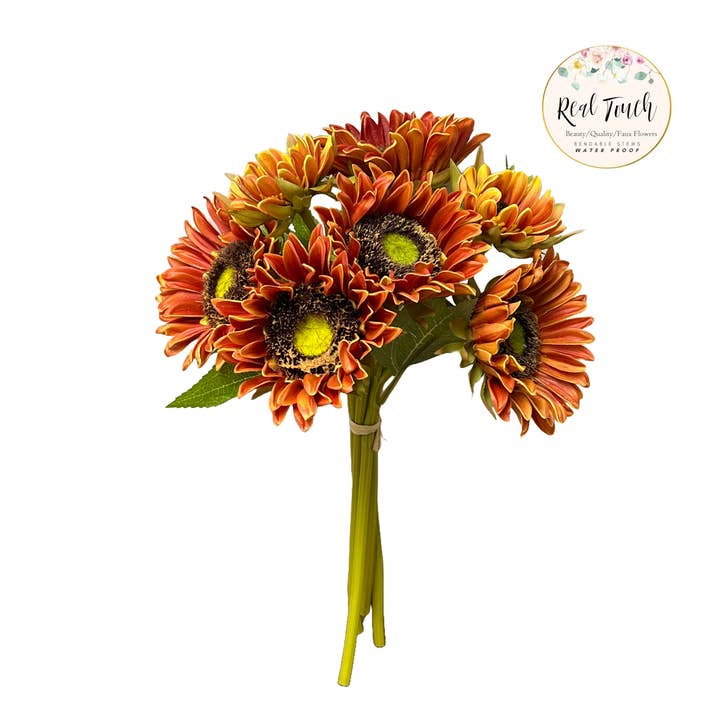 Angel Isabella - Wholesale Artificial Flowers - Pack of 7Stems-Rustic antique -Real Touch Sunflower Bouquet