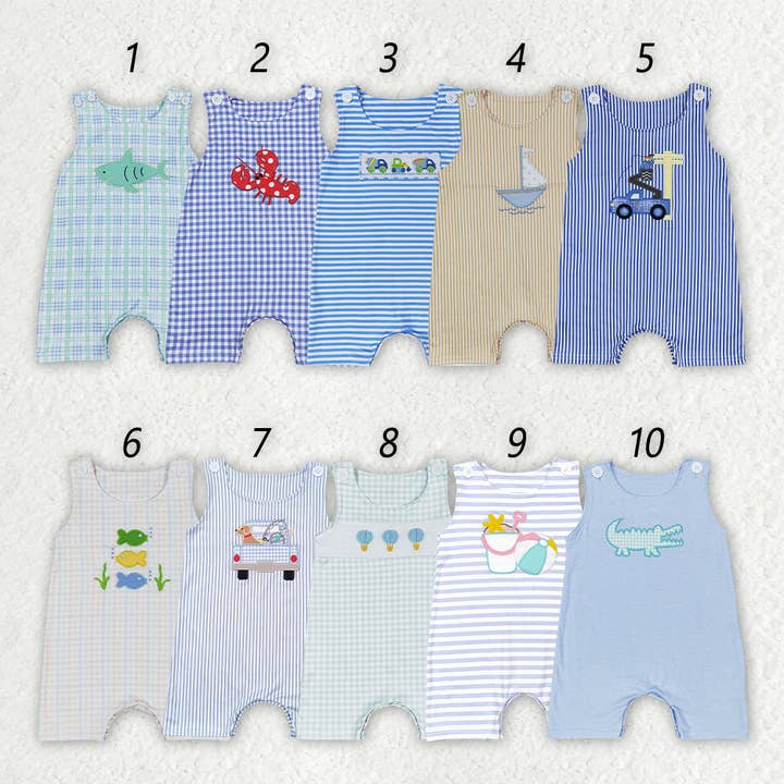 Aier Wholesale - Wholesale Jumpsuit - Baby - Sibling Embroidery Baby Infant Boys Toddler Sleeveless Rompers