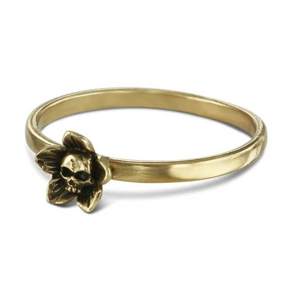 Bague empilable Crâne Fleur - Bronze pour la vente par Lost Apostle