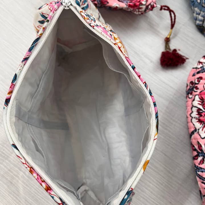 Meghcraft - Wholesale Makeup/Cosmetic Bag - Assorted Block Printed Cotton Cosmetic Bag-Toiletry Bag-3 Pc