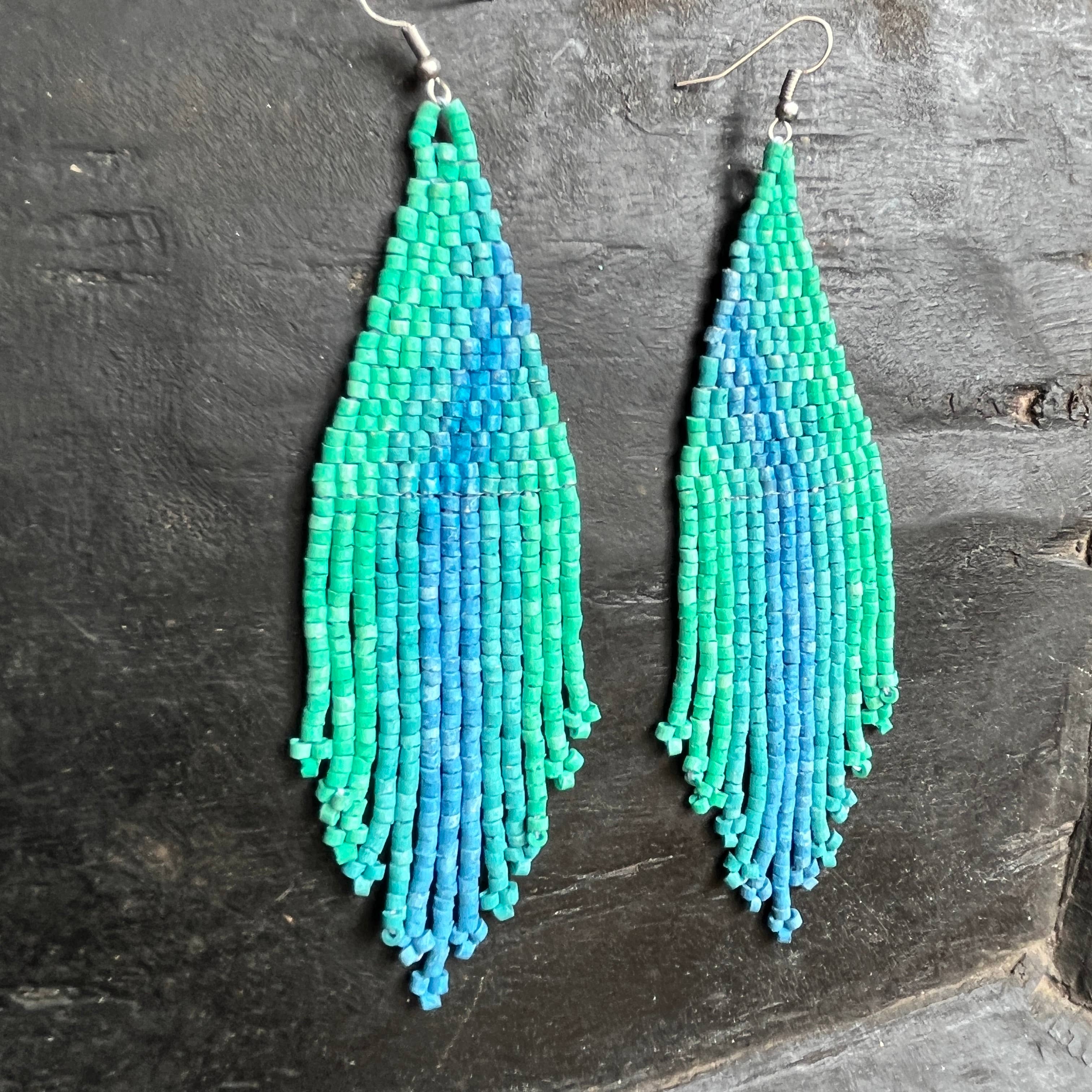 Los Colores de la Tierra - Wholesale Tassel Earrings - Lightweight Fringe Earrings in Elegant Turquoise Ombre5