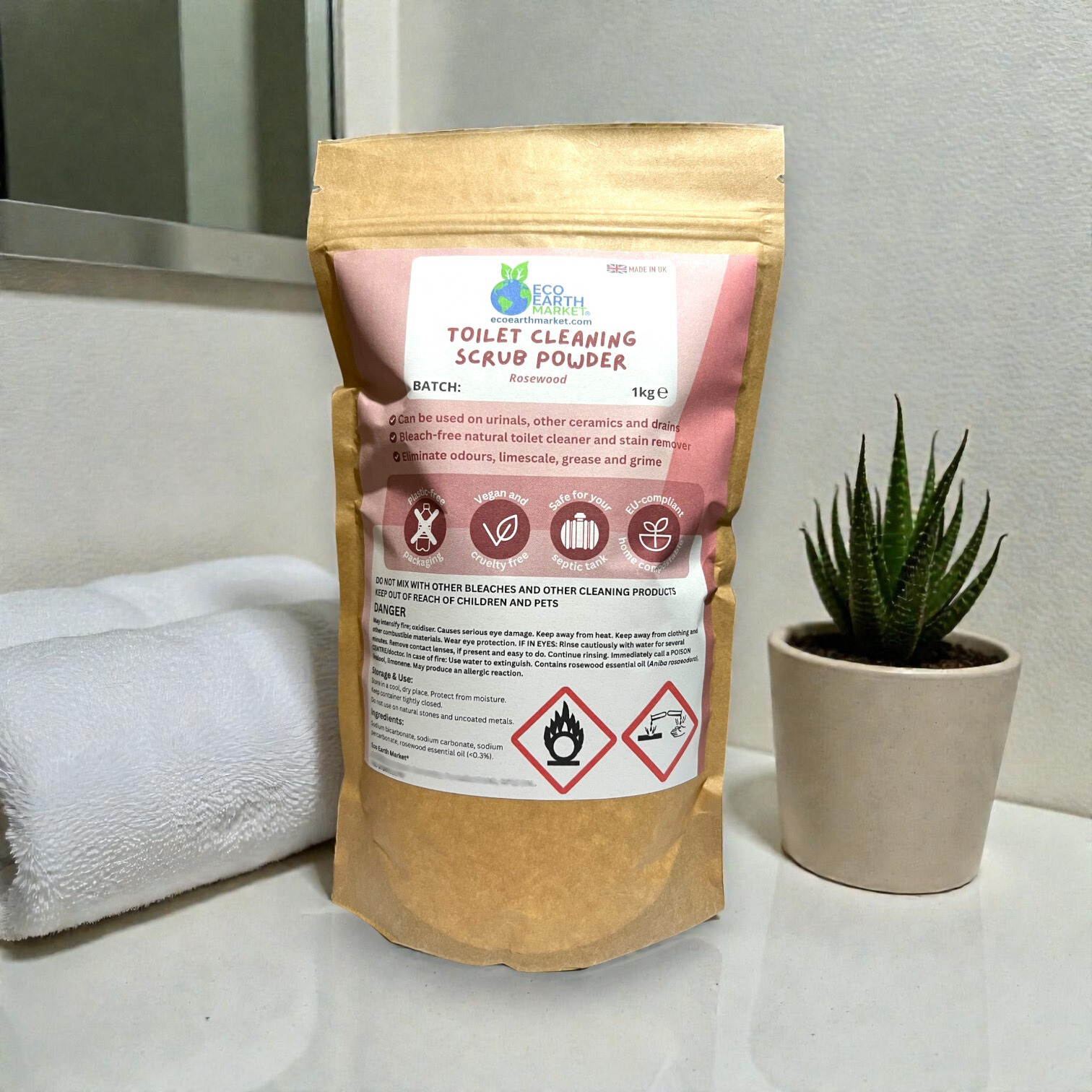 Eco Earth Market - Wholesale Toilet Cleaner - Rosewood Toilet Cleaning Scrub Powder 1kg5