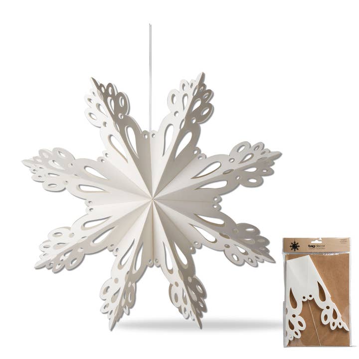tag - Wholesale Ornament - 9 Inch Snowflake Paper Hanging Decor - White