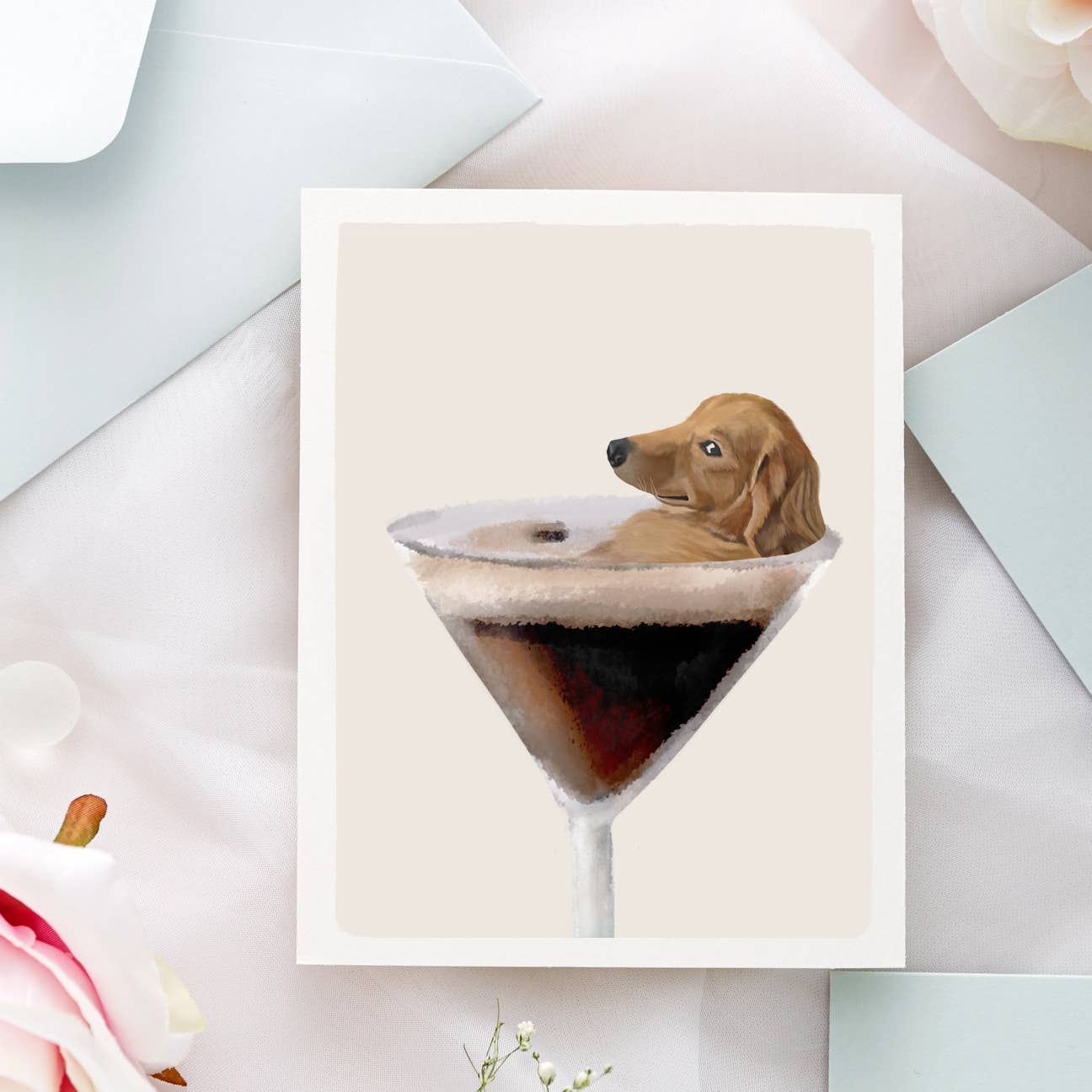 Pawssionate Art - Wholesale Congratulations Card - Golden Retriever Espresso Martini Card 2