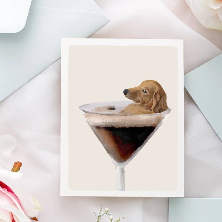 Pawssionate Art - Wholesale Congratulations Card - Golden Retriever Espresso Martini Card 2