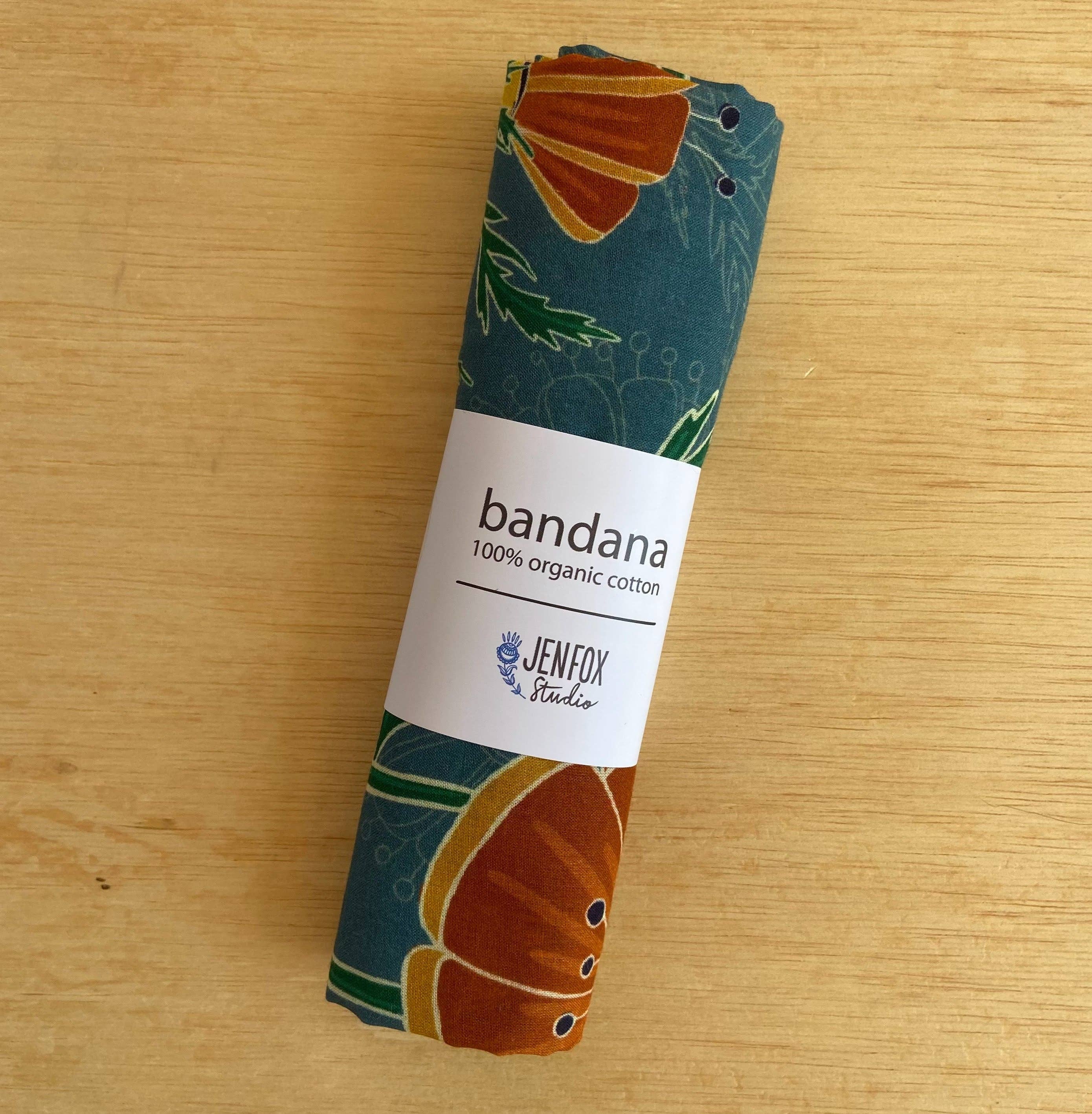 Jen Fox Studio - Vente Bandana – femme - Bandana coquelicots en coton biologique2