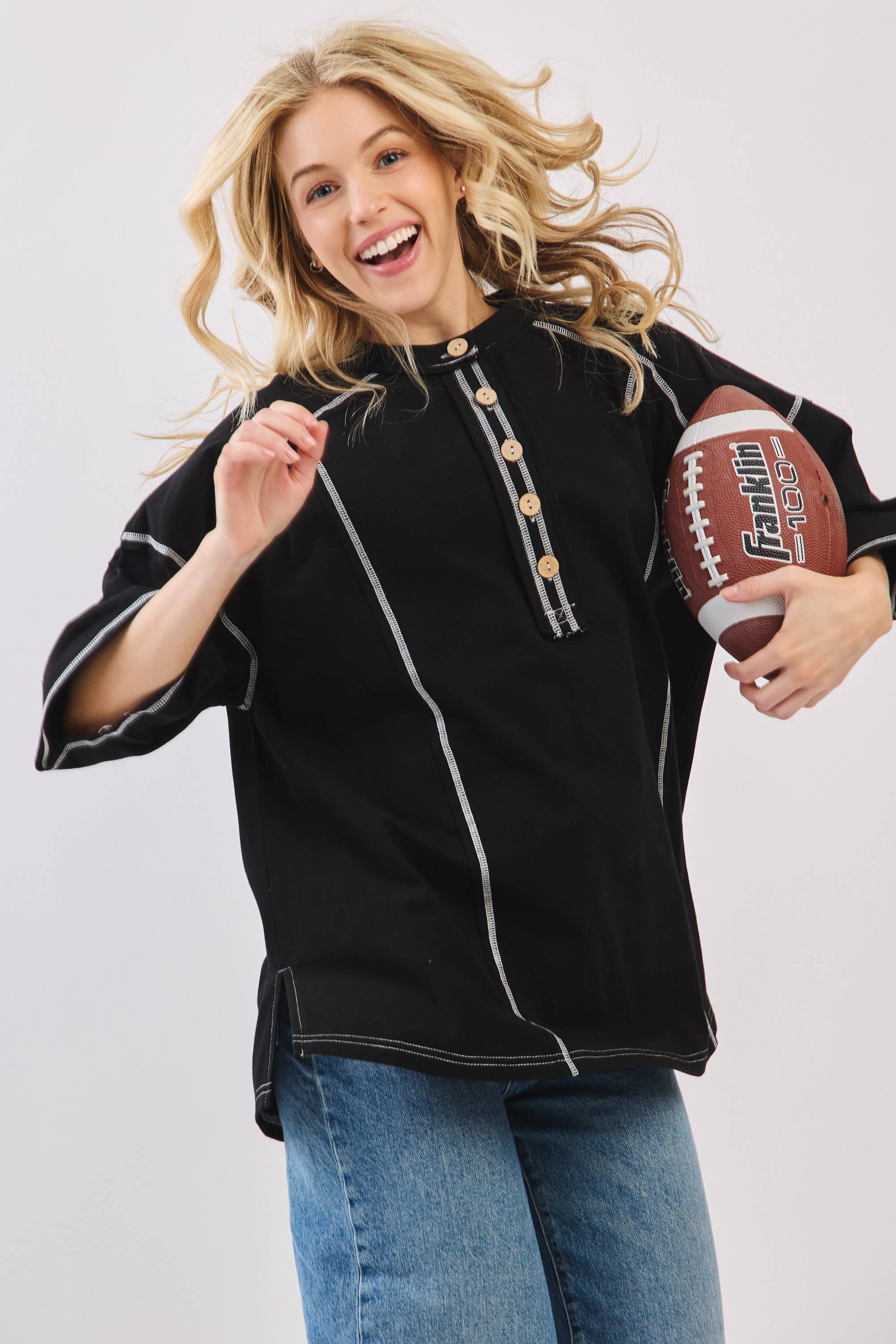 Sewn and Seen – Túnica - Mulher por atacado – Henley Relaxado com Botões19