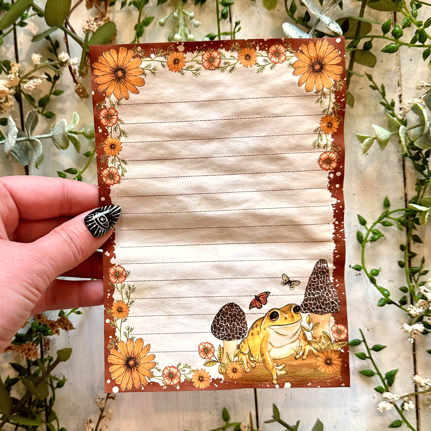 NOMAD Moon Magic - Wholesale Stationery/Notecard Set - Handmade Cottagecore Mushroom Frog Coffee-Dyed Note Papers4