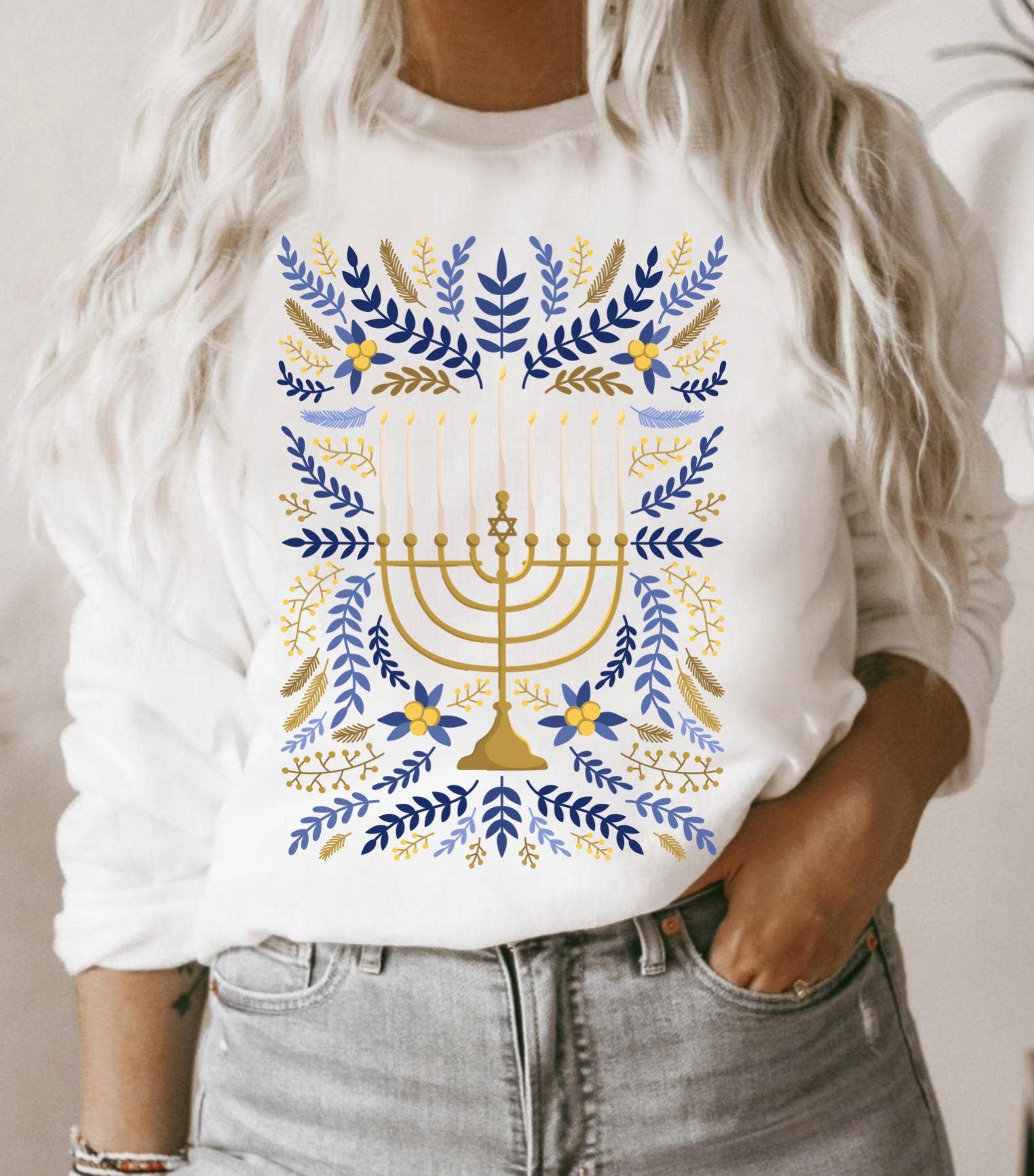 NVC Ecommerce LLC - Wholesale Graphic Sweatshirt - Women's - Hanukkah Sweater, Jewish Holiday Sweatshirt, Chanukah Shirt2