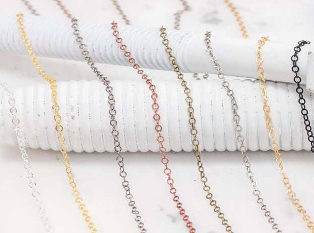 Continental Beads – wholesale Craft supplies – Cable Chain for Necklaces - XS 2mm Size - Multiple Colors - Per Foot CH-82512