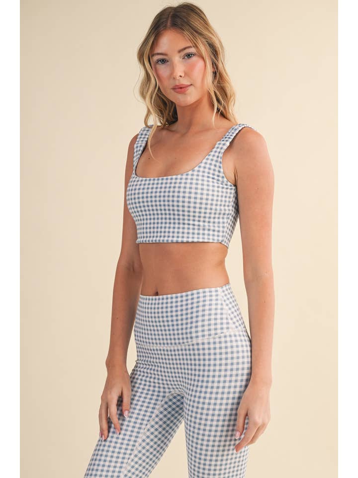 KIMBERLY C - Wholesale Sports Bra - Women's - Gingham Print Ruched Bra Top79