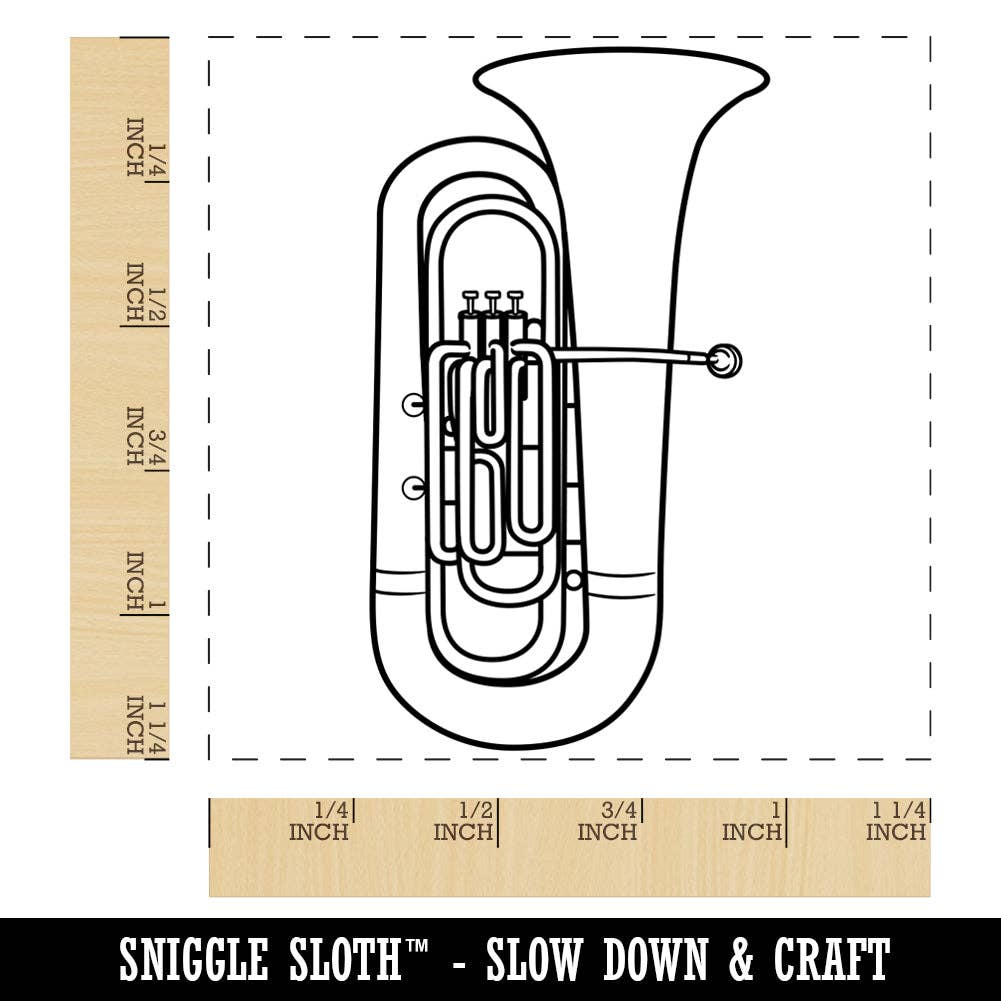 Sniggle Sloth - Wholesale Rubber/Decorative Stamp - Tuba Brass Musical Instrument Square Rubber Stamp for Stamping Crafting0
