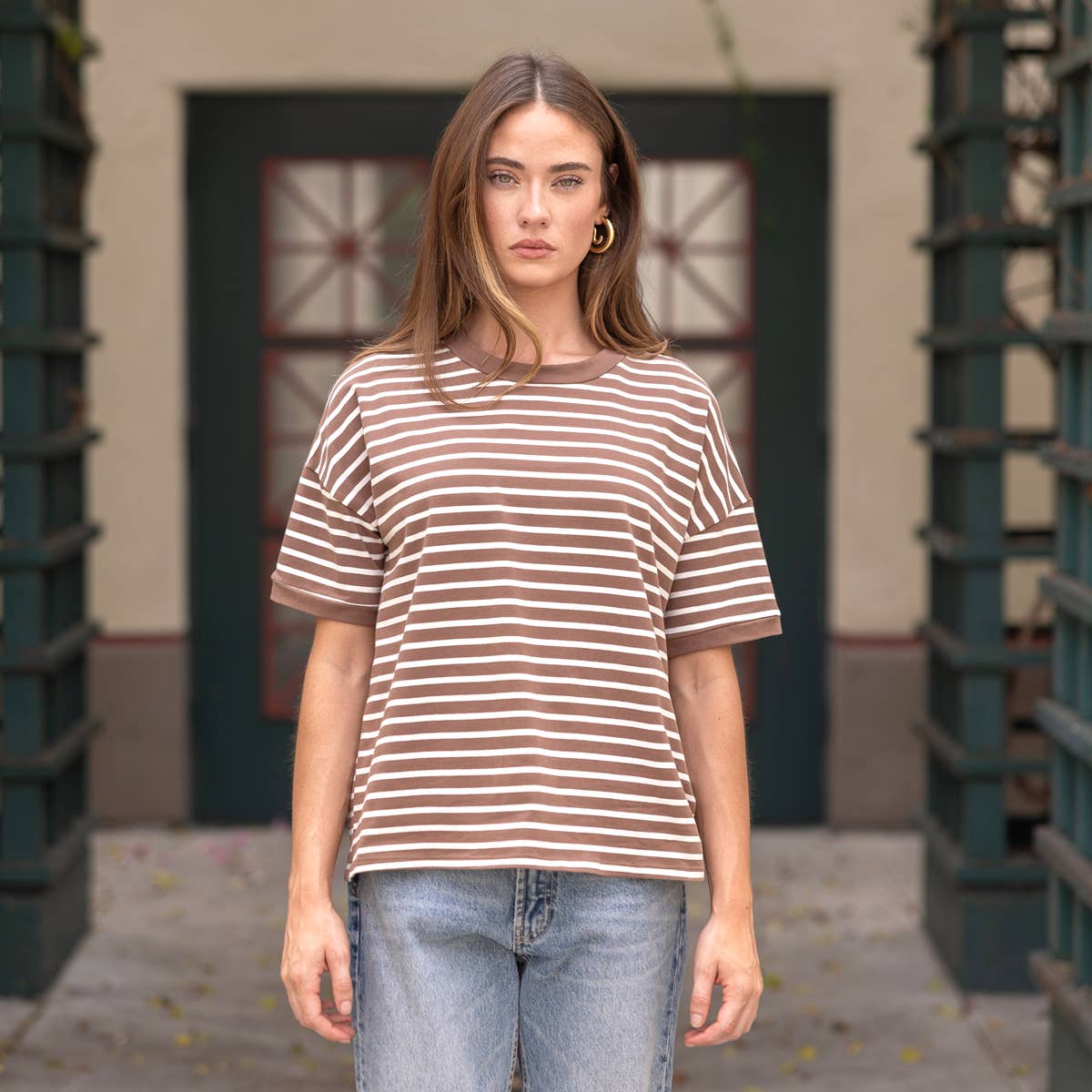 Les Amis - Vente Haut en maille – femme - Haut en maille rayé coupe décontractée casual10