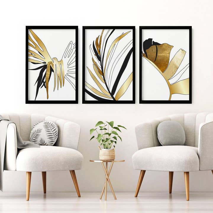 Modern tropical living room decor | set of 3 wall art prints for wholesale by About Wall Art