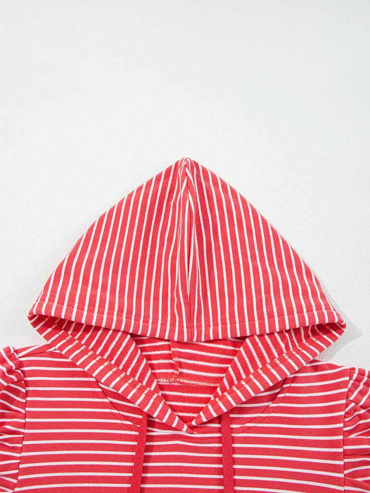 FB Stripe Puff Sleeve Stripe Hoodie for wholesale on Faire2
