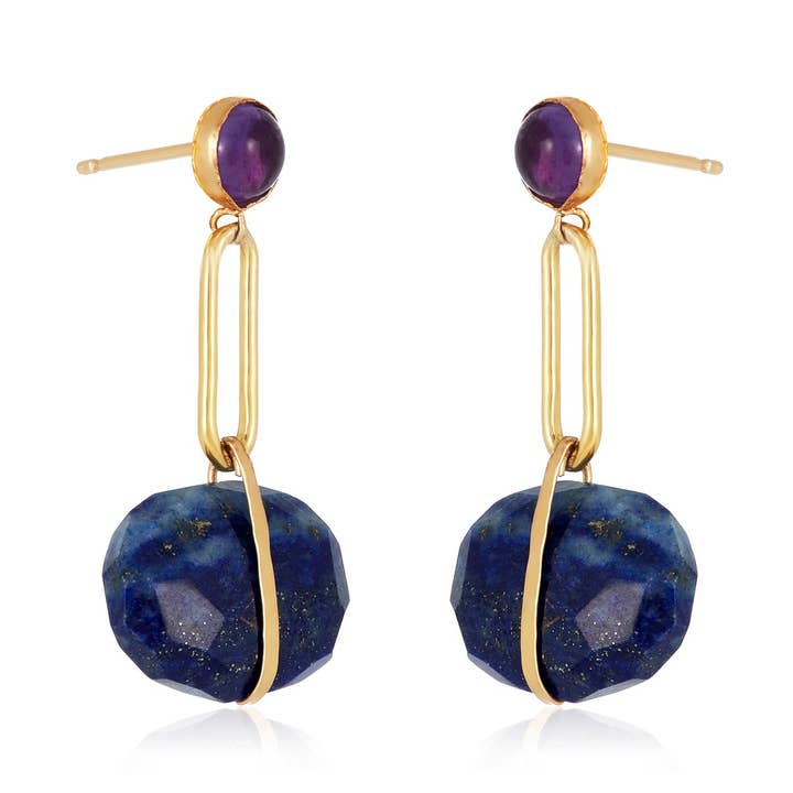 Brincos de Argola com Fio e Pedra por atacado de Mabel Chong