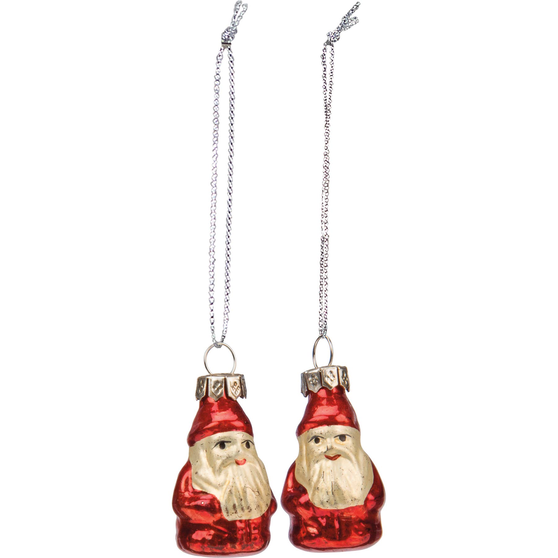 Primitives by Kathy - Wholesale Ornament - Glass Santa Mini Ornament Set1