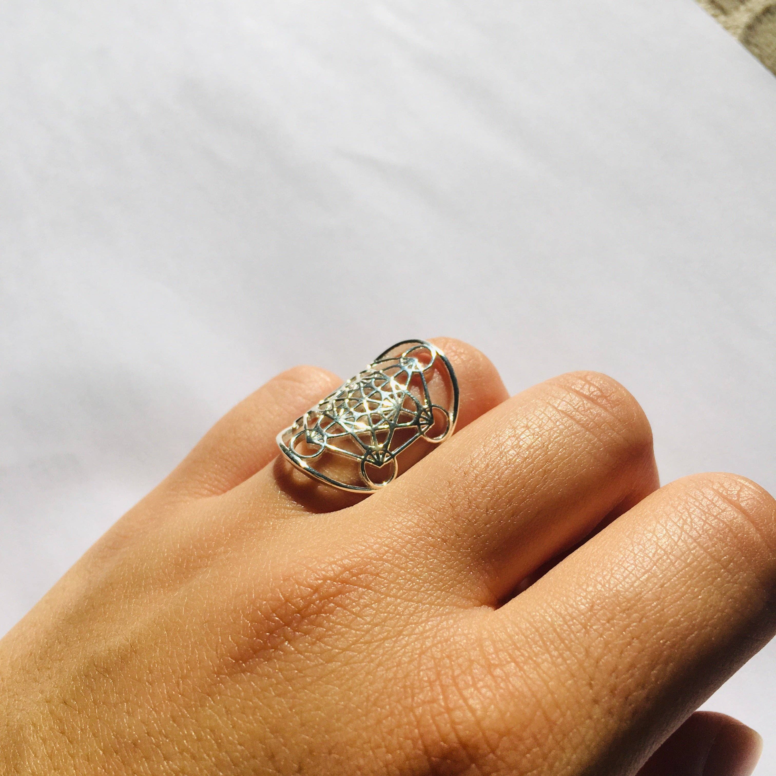 KARMA YOGA SHOP - Wholesale Cocktail/Statement Ring - 925 Silver Metatron Cube Ring15