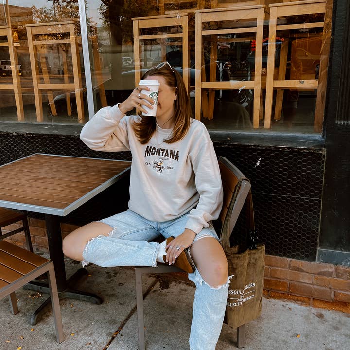 SewGenesis - Wholesale Sweatshirt - Women's - Montana Cowboy Embroidered Crewneck1