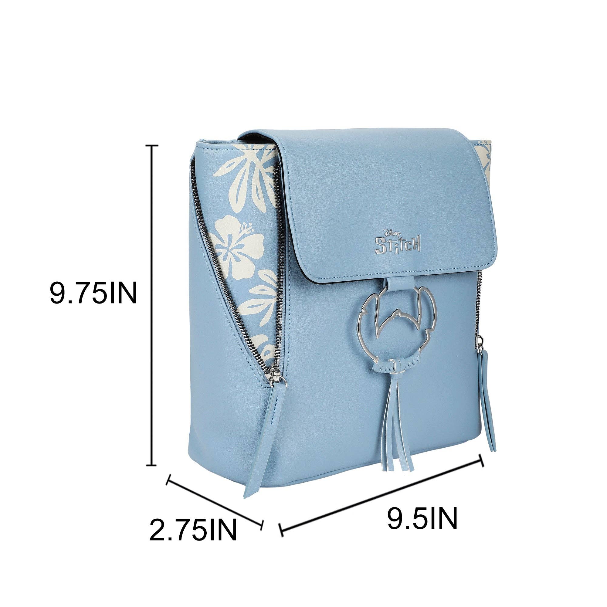 Bioworld Merchandising - Wholesale Backpack - Women's - Disney Lilo & Stitch Faux Leather Mini Backpack with Floral Print and Embroidered Details2