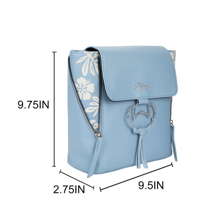Bioworld Merchandising - Wholesale Backpack - Women's - Disney Lilo & Stitch Faux Leather Mini Backpack with Floral Print and Embroidered Details2