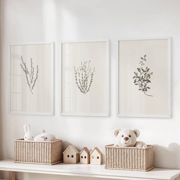 PrintSets.com - Wholesale Gallery Wall Set - Vintage Botanical 3 Piece Wall Decor. Rustic Dried Flower Prints8