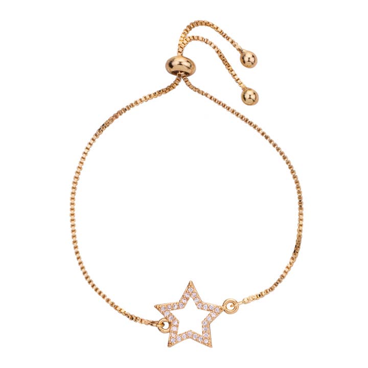 Vivienne Star Armband mit Kordelzug aus goldenem kubischem Zirkonia für den Großhandel von D&X Ltd