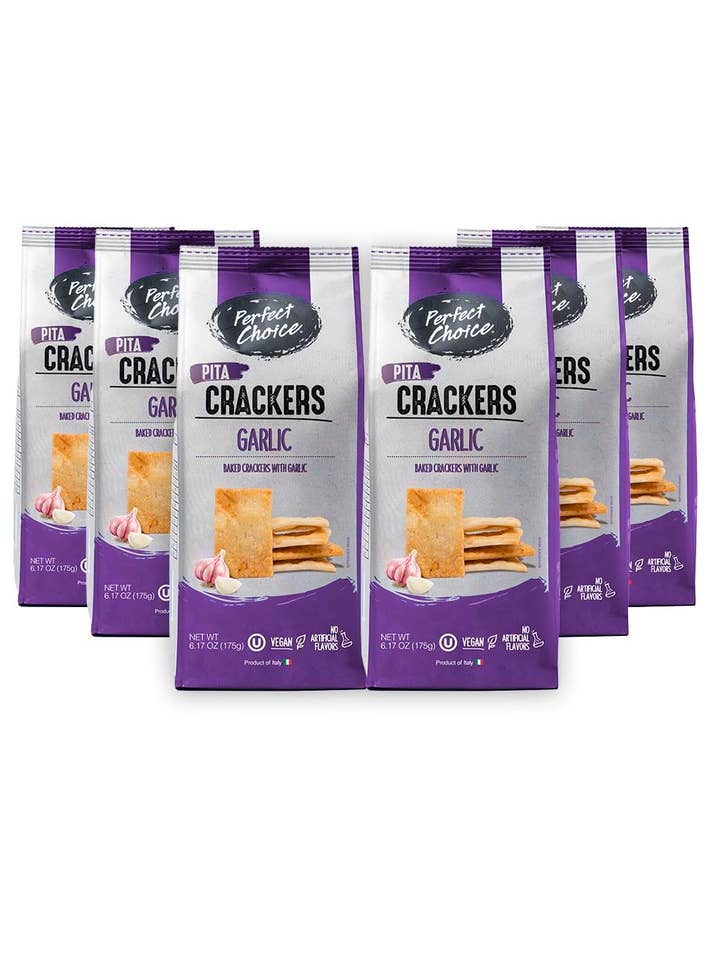 Perfect Choice Pita Crackers (Garlic) - 6.17 oz (Pack of 6) for wholesale by Perfect Choice