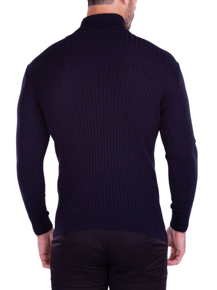 215101 - Navy Ribbed Turtleneck Sweater for wholesale on Faire1
