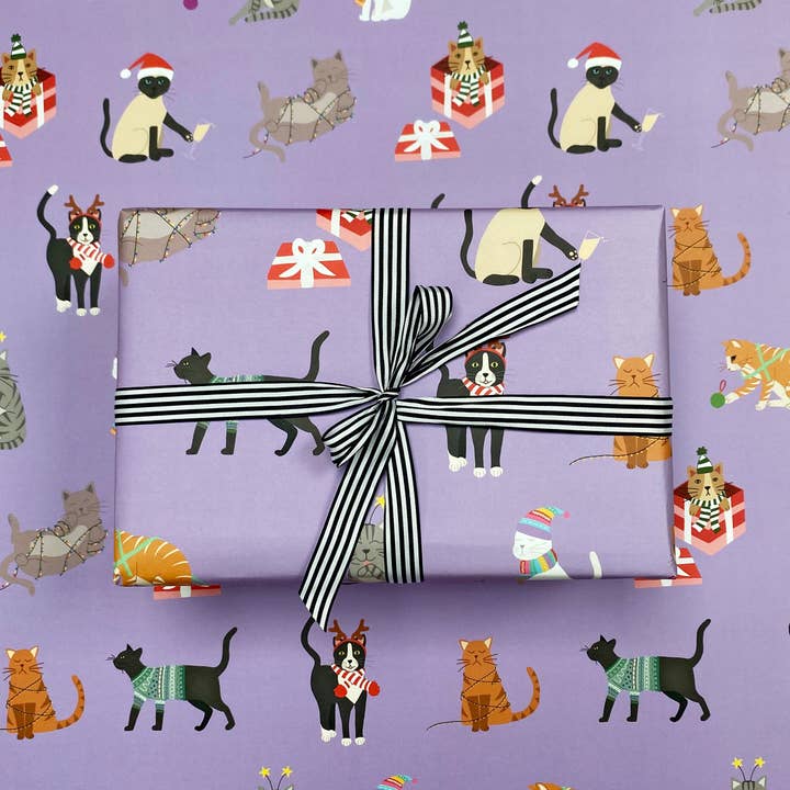 Christmas Cats Wrapping Paper for wholesale by Lizzie Chancellor