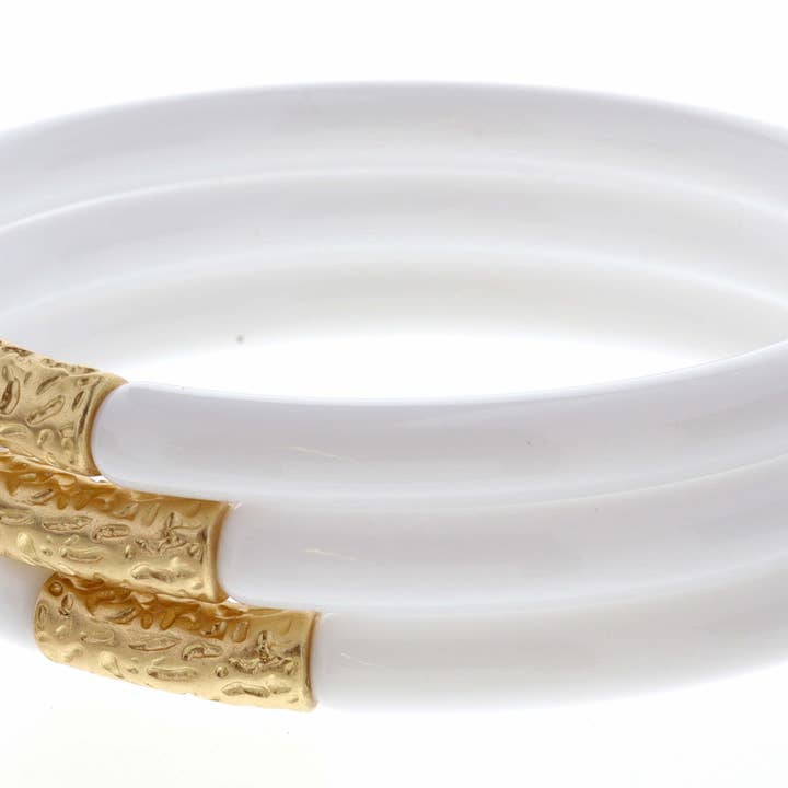 Jane Marie - Wholesale Bangle Bracelet - Stack of 3, White Bangles with Gold Accent Bracelet0