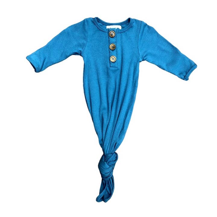 Finn Ribbed Baby Gown (Teal) for wholesale by Melina & Me