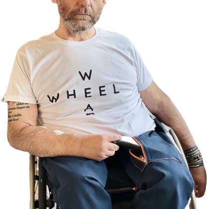 Custom jeans from the clothing collection HUMAN for wholesale by Wheelwear