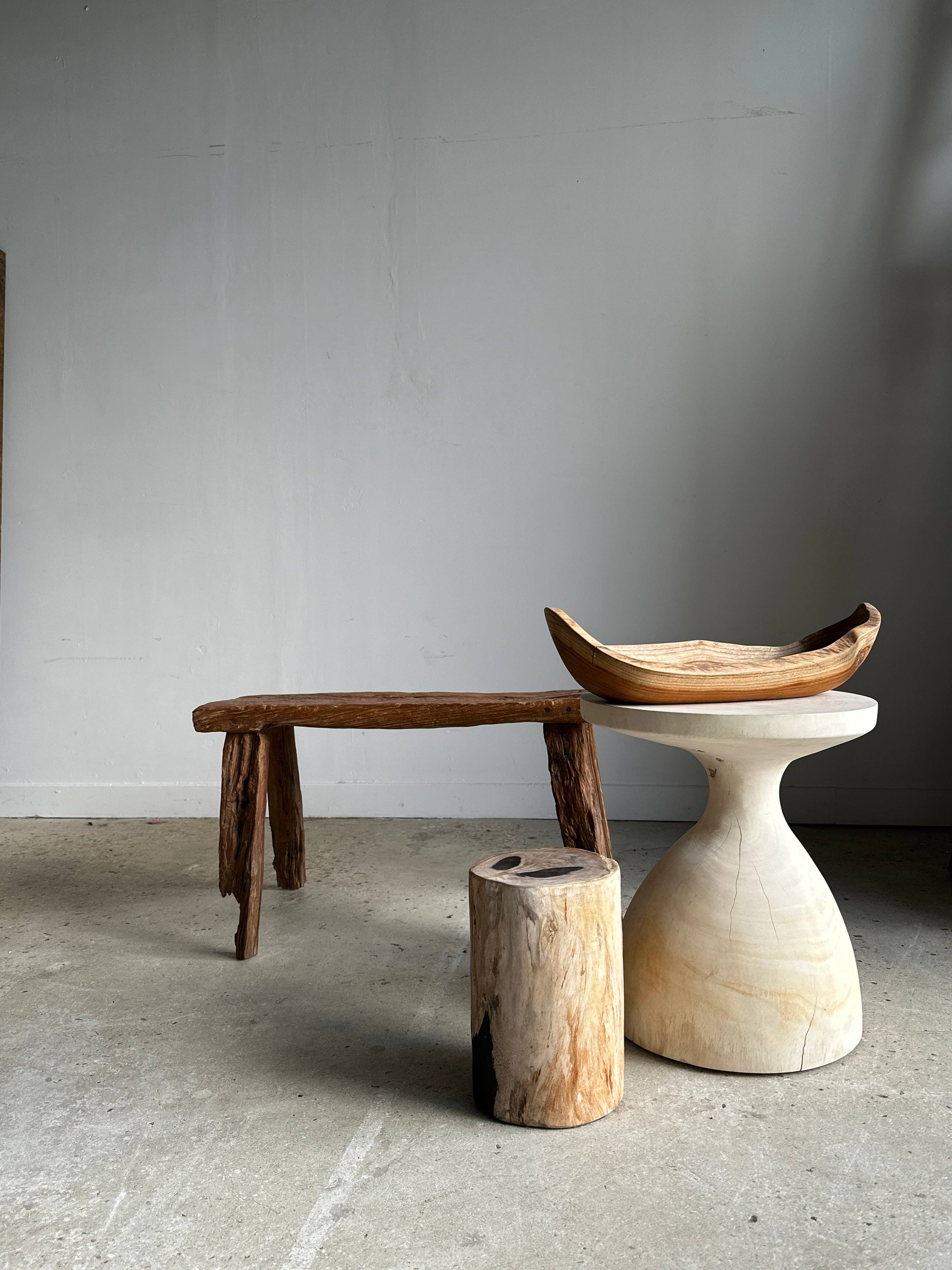 Office Objets - Wholesale Bench - Small organic bench in upcycled Asian teak quadripod openwork seat - Matahari14